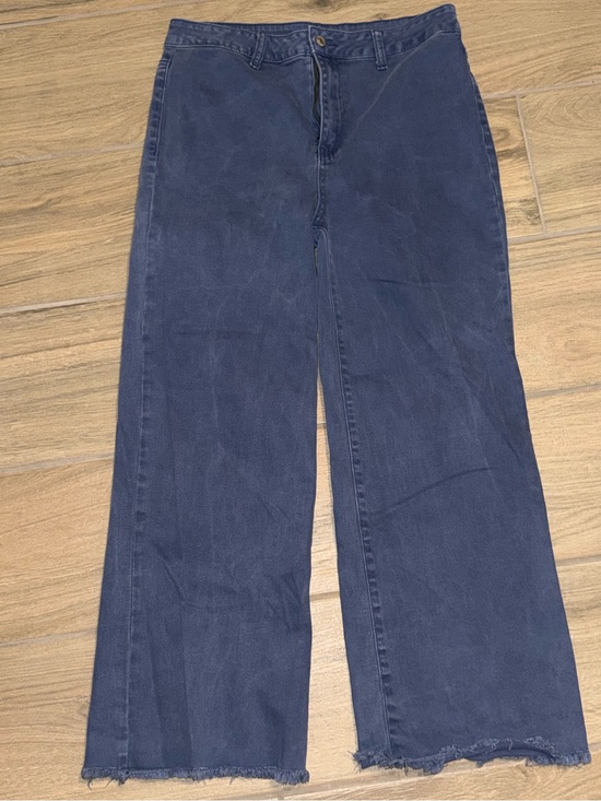 Zenana Outfitters Denim - Zenana Outfitters Wide Leg Jeans With Raw Hem Blue/Purple Color Size L